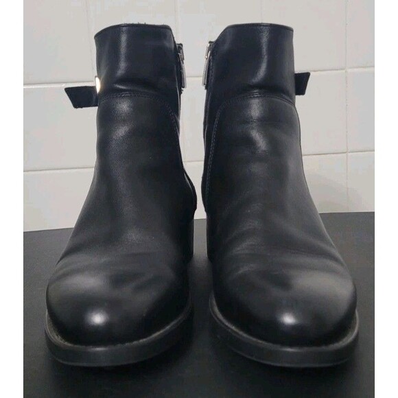 La Canadienne Black Leather Zip Up Ankle Boots Sz 8.5M 37013 Side Buckle - Picture 2 of 13